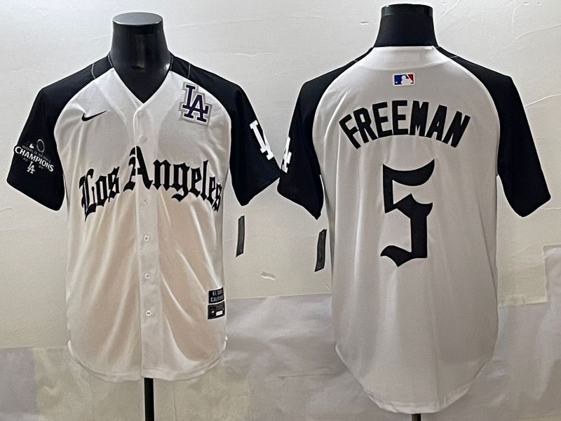 Men 2025 Los Angeles Dodgers #5 Freeman White black Five generations Joint Name Nike MLB Jersey style 52611